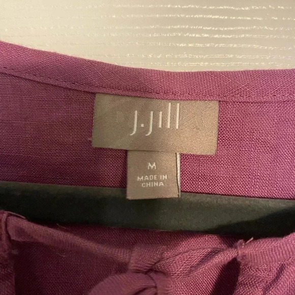 J Jill purple dress knee length 100% linen pleated shoulder 🌸🌸 - Picture 2 of 4